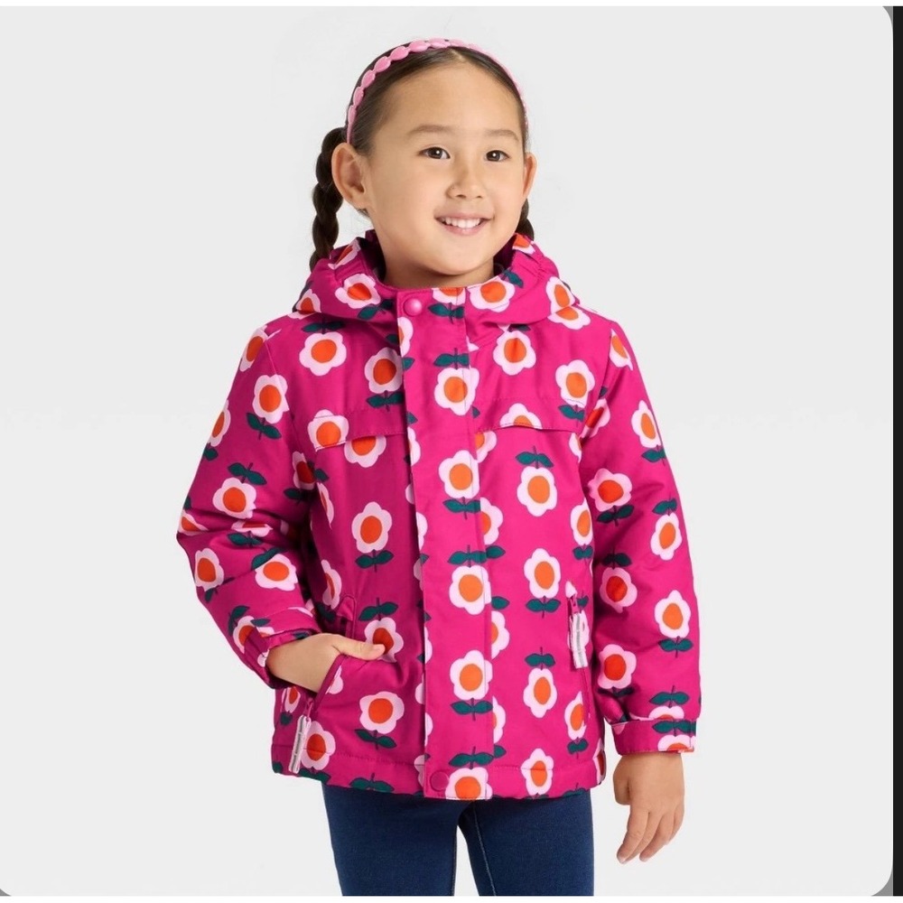 Cat & Jack Toddler Girls 3-in-1 All-Weather Jacket Pink Floral Size 2T NWT